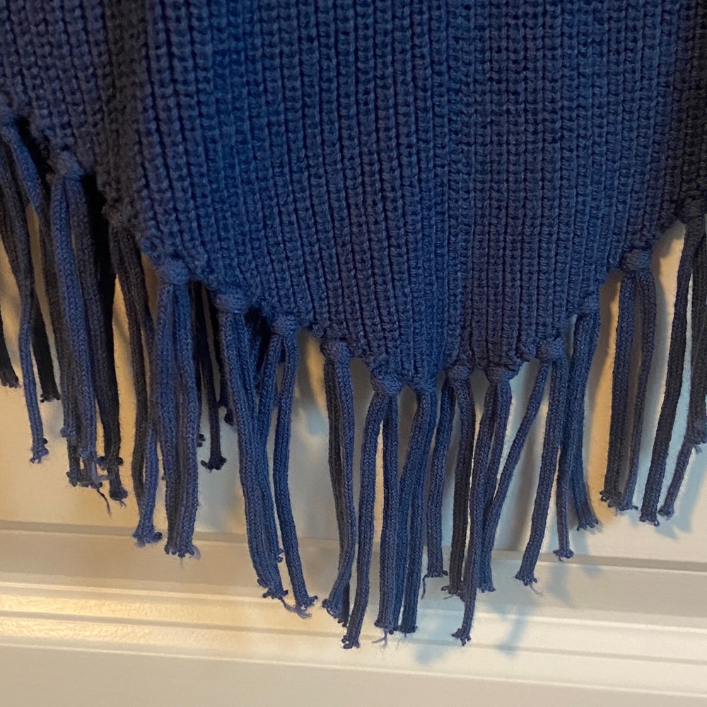 Talbots Teal Ocean Fringed Poncho - Picture 6 of 9
